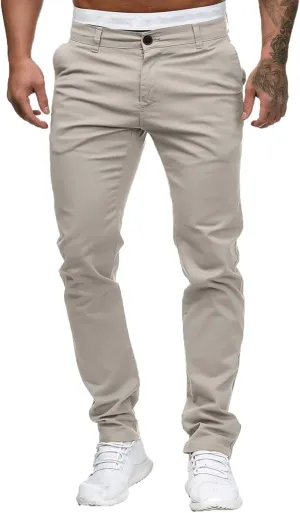 ZHUER Mens Casual Pants Slim Fit Flat-Front Skinny Dress Pants Full Length Mid Waist Stretch Chino Pants Work Sport Trousers