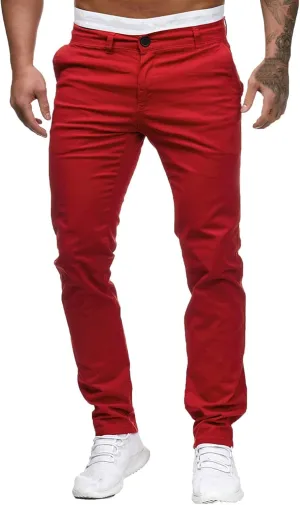 ZHUER Men's Casual Pants Slim Fit Stretch Flat-Front Skinny Dress Pants Full Length Mid Waist Chino Pants Work Sport Trousers