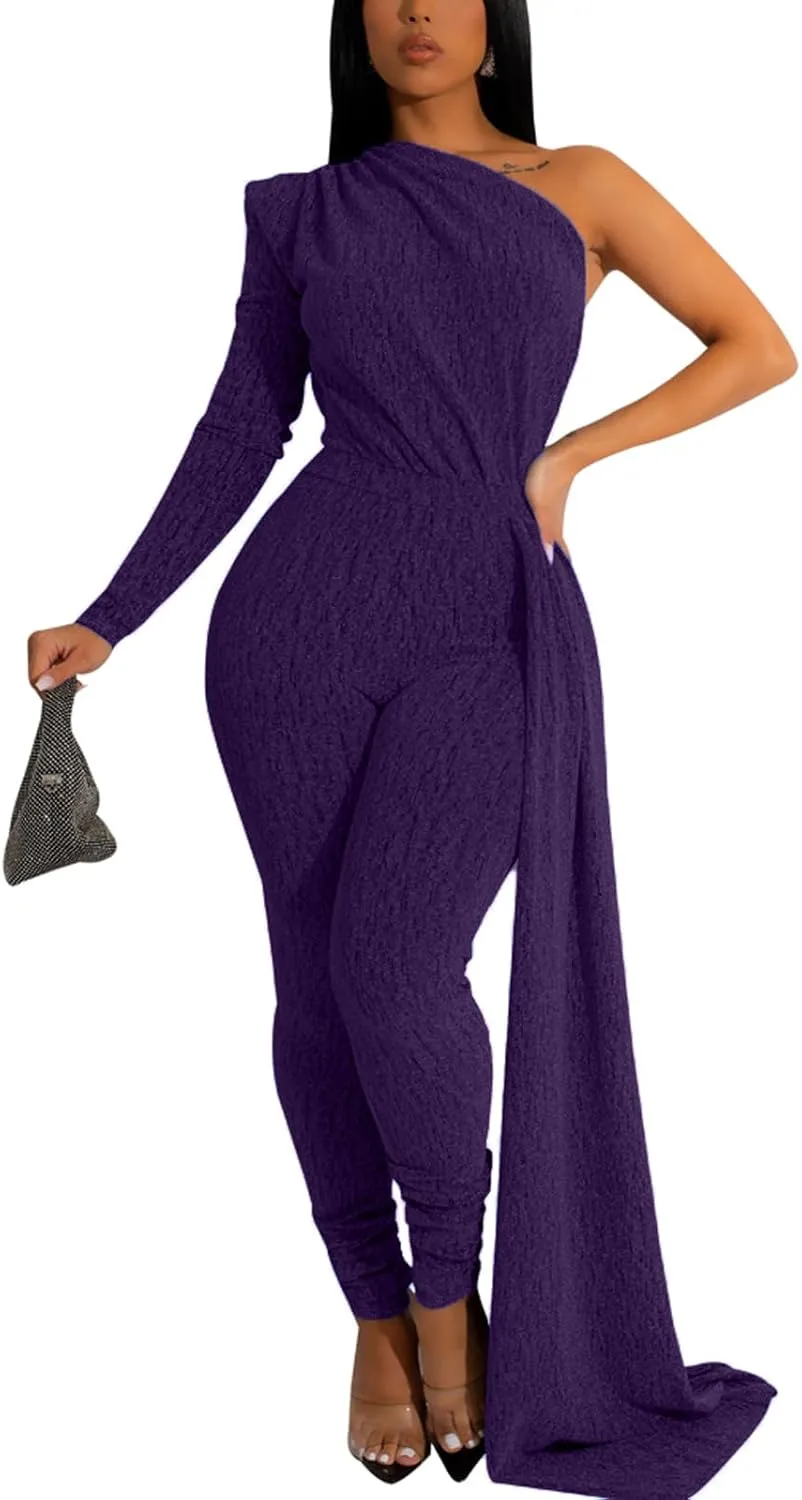 ZonJie Sexy Sequin Jumpsuits for Women Elegant Sparkly Pants Bodycon Long Sleeve Party Rompers