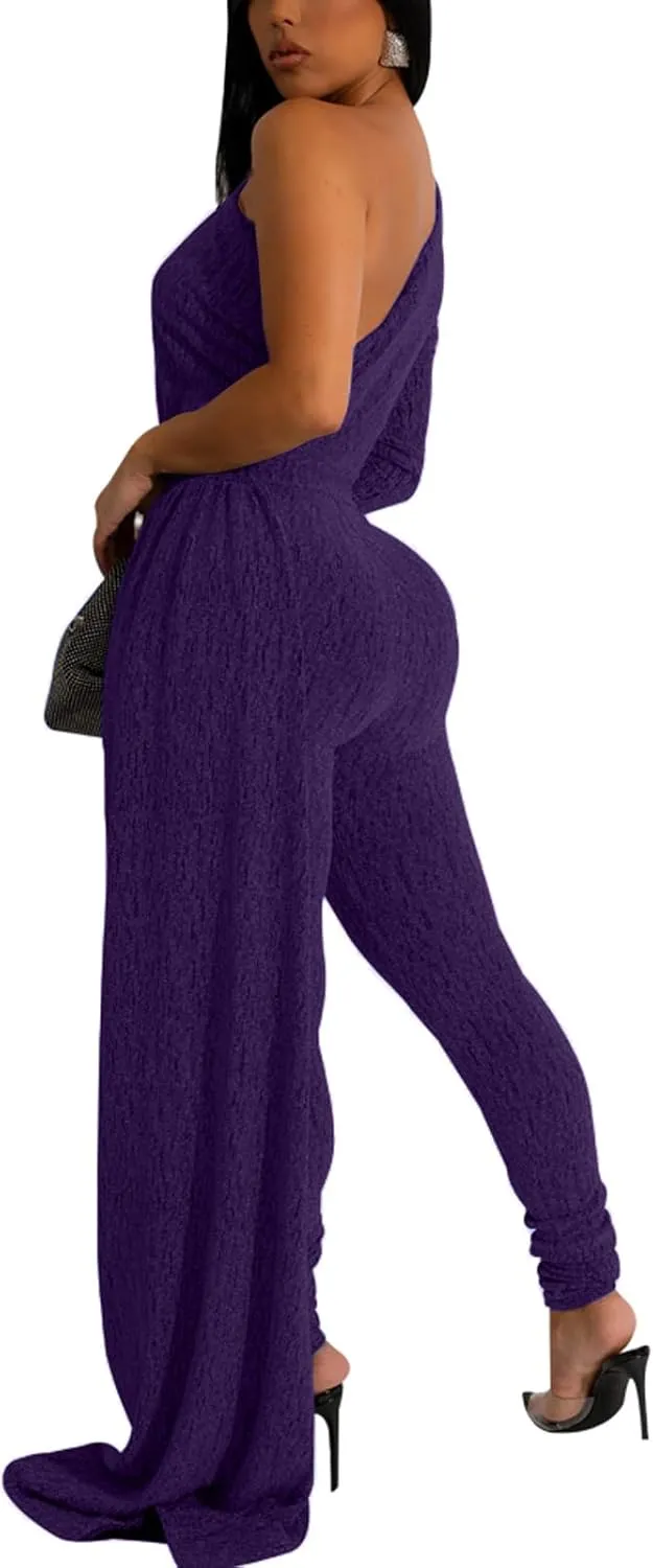 ZonJie Sexy Sequin Jumpsuits for Women Elegant Sparkly Pants Bodycon Long Sleeve Party Rompers